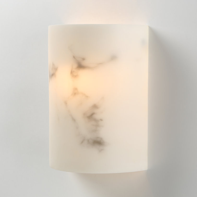 White Alabaster Dimmable Direct Wired Wall Sconce