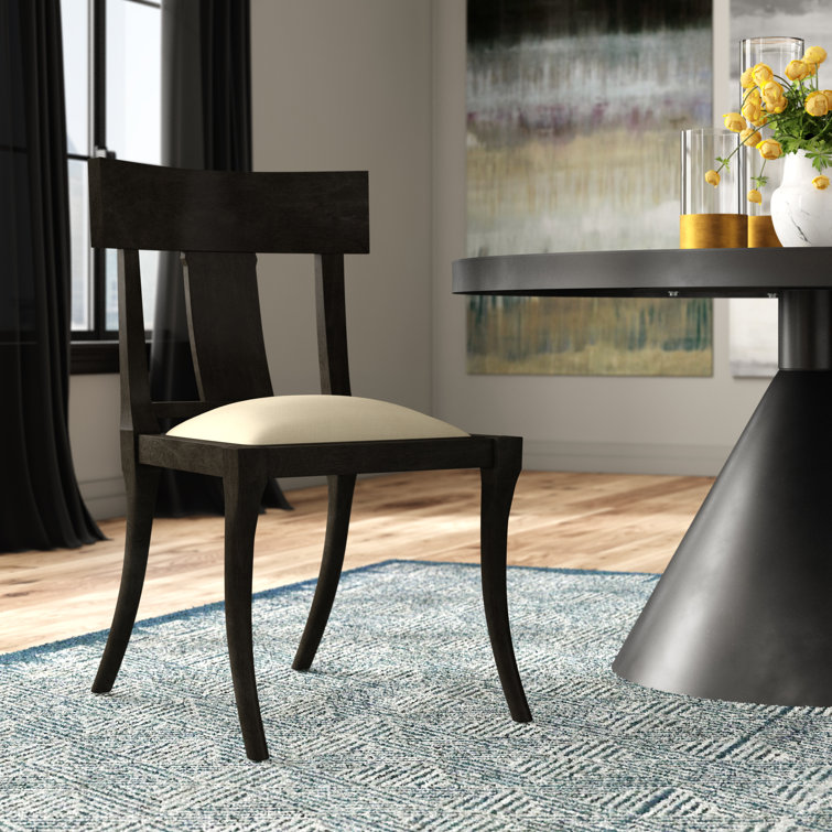 Athena Black Wood Slat Back Upholstered Side Chair