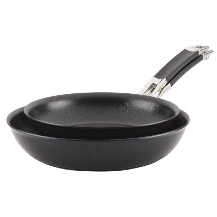 Black Aluminum Nonstick Nesting Frying Pan Set, 2 Piece