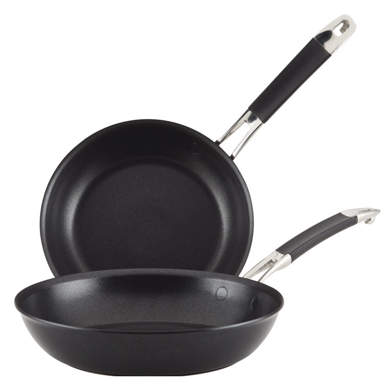 Black Aluminum Nonstick Nesting Frying Pan Set, 2 Piece