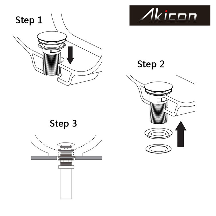 Copper Push Button Bathroom Sink Drain Stopper
