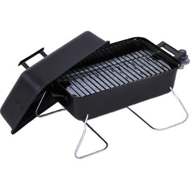Compact Black Portable Propane Gas Grill with Chrome Grid