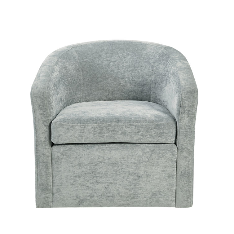 Perry Street Light Blue Velvet Barrel Swivel Accent Chair