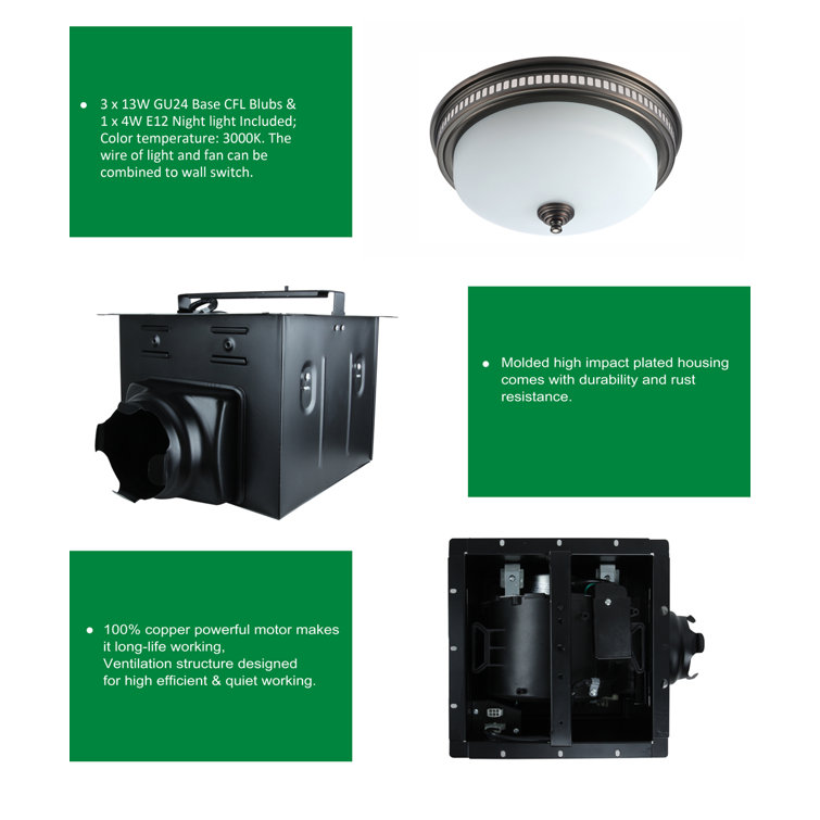Oil Rubbed Bronze Ceiling Mount Bathroom Ventilation Fan with LED Light