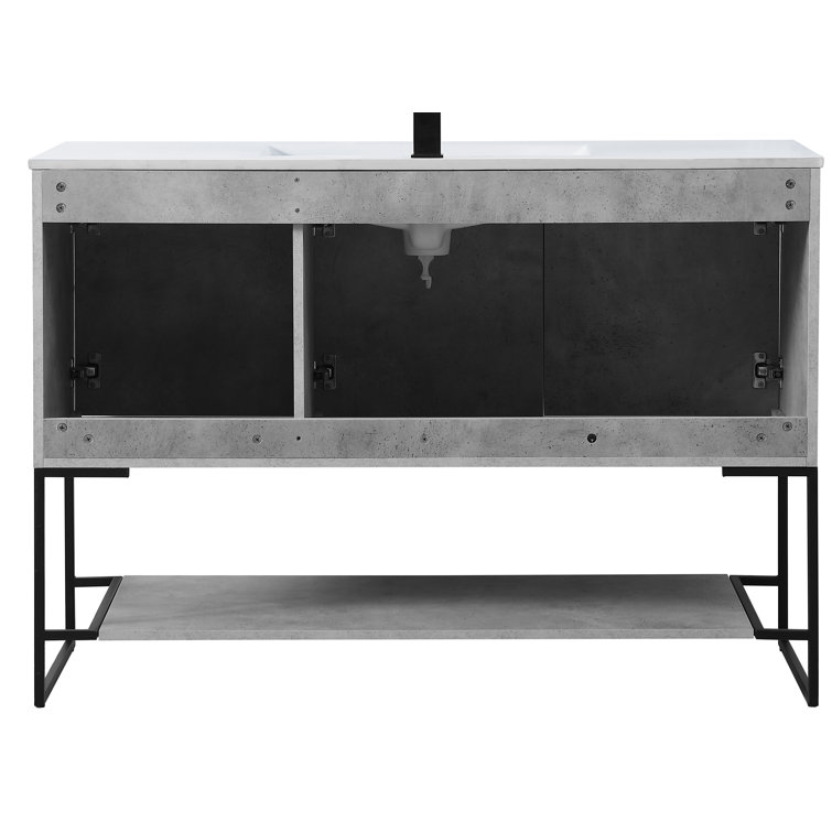 Concrete Gray 48'' Single Bathroom Vanity with Porcelain Top
