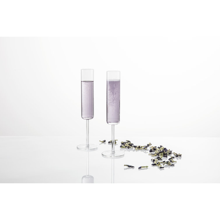 Modo 5.5 oz Clear Titanium Crystal Champagne Flutes, Set of 4