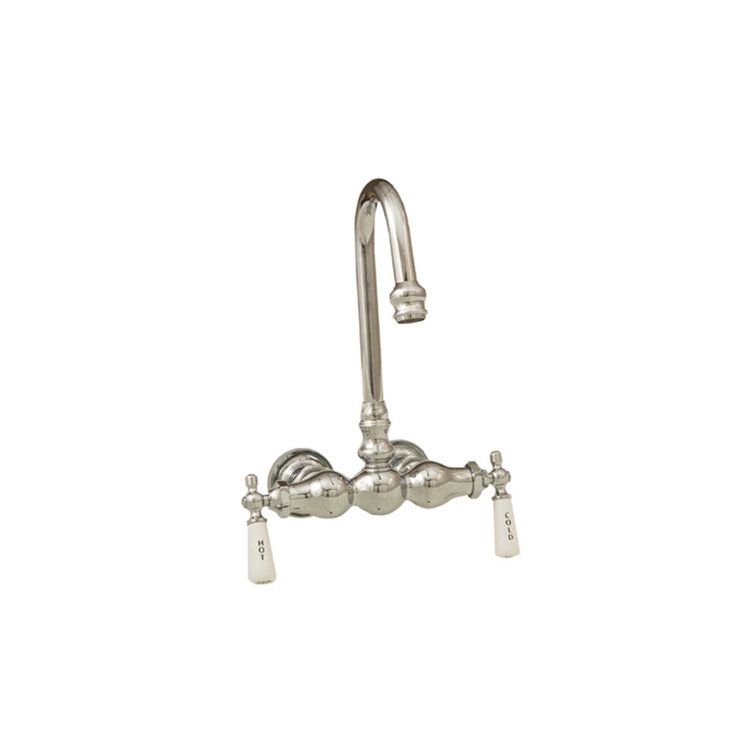 Chrome Double Handle Deck Mounted Clawfoot Tub Faucet