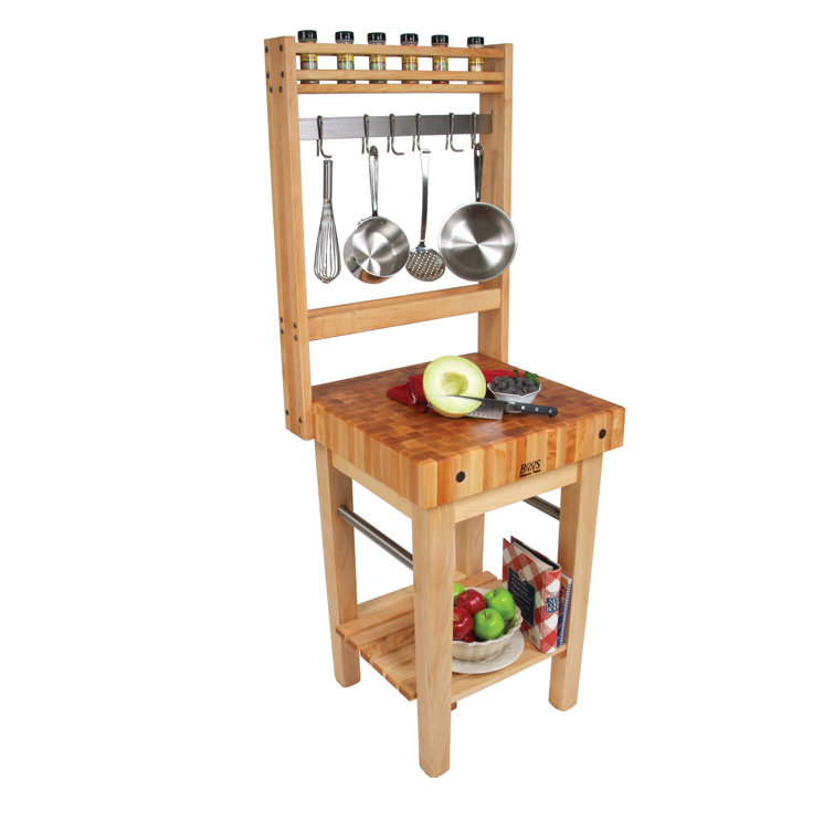 Maple 36'' Solid Wood Butcher Block Kitchen Island with Zinc Casters