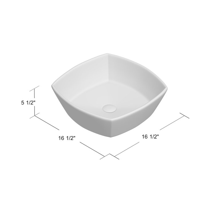 16.5 Inch White Ceramic Square Vessel Sink