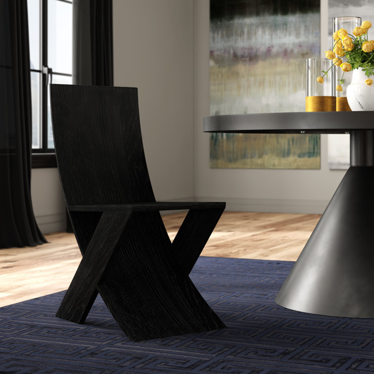 Noir Tech Charcoal Black Solid Wood Slim Side Chair
