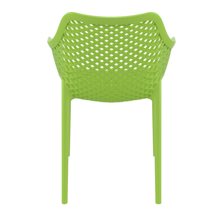 Tropical Green Plastic Stackable Outdoor Dining Chairs, Set of 2