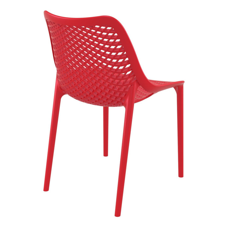 Red Stackable Plastic Outdoor Dining Chairs, Set of 2