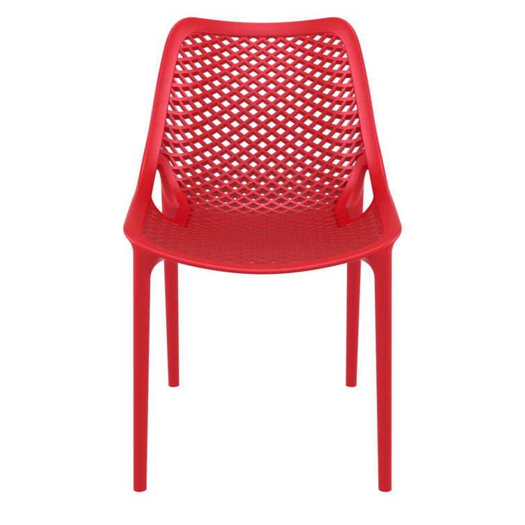 Red Stackable Plastic Outdoor Dining Chairs, Set of 2