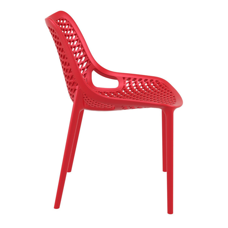Red Stackable Plastic Outdoor Dining Chairs, Set of 2
