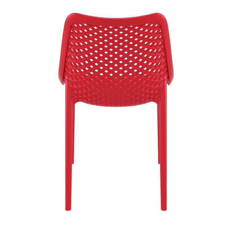 Red Stackable Plastic Outdoor Dining Chairs, Set of 2