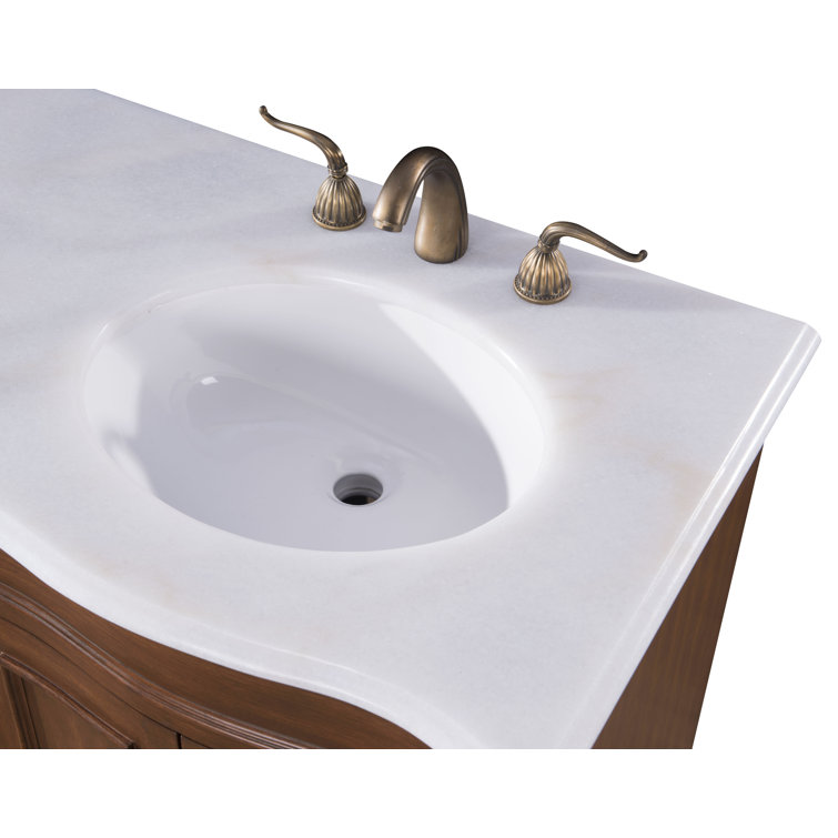 Teak and Ivory White Double Freestanding Vanity with Quartz Countertop