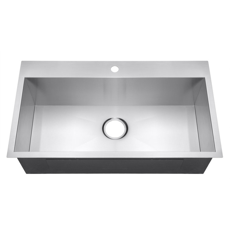 Brushed Stainless Steel Single Bowl Drop-In Kitchen Sink