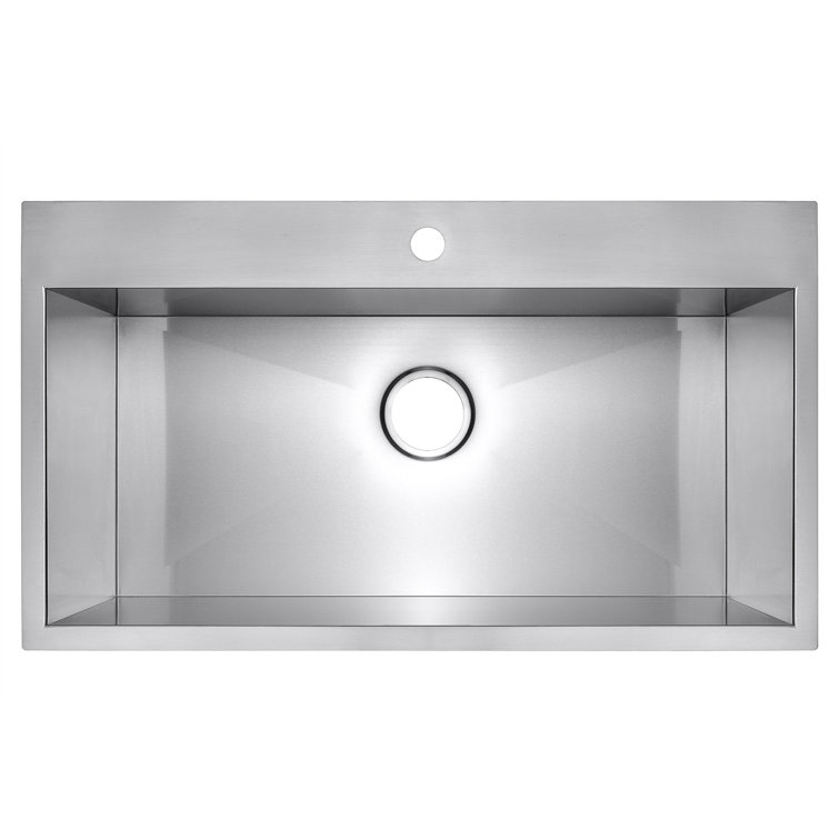 Brushed Stainless Steel Single Bowl Drop-In Kitchen Sink