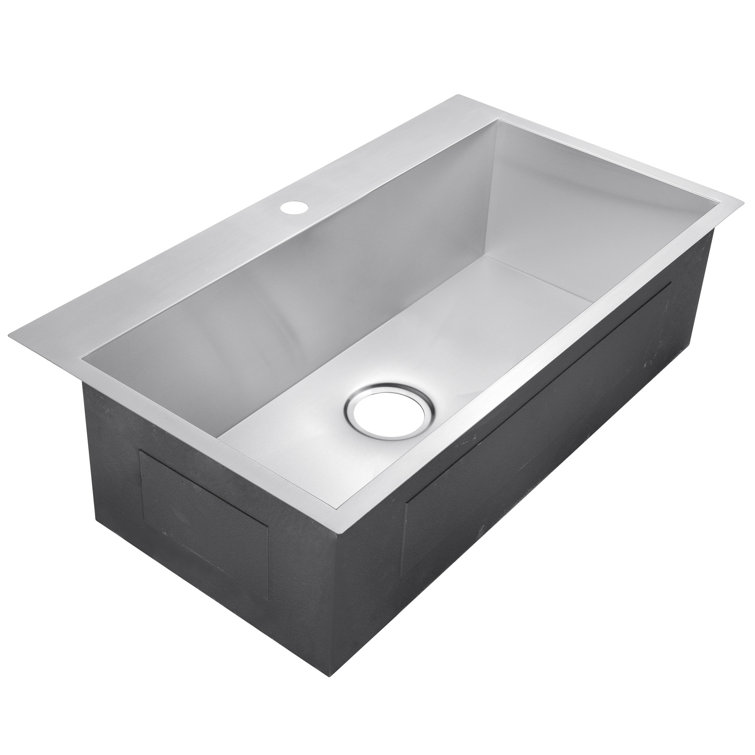 Brushed Stainless Steel Single Bowl Drop-In Kitchen Sink