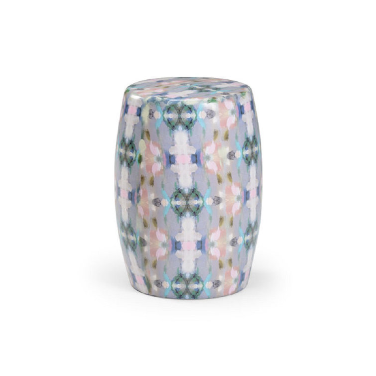 Indigo Girl Ceramic Garden Seat with Abstract Pattern