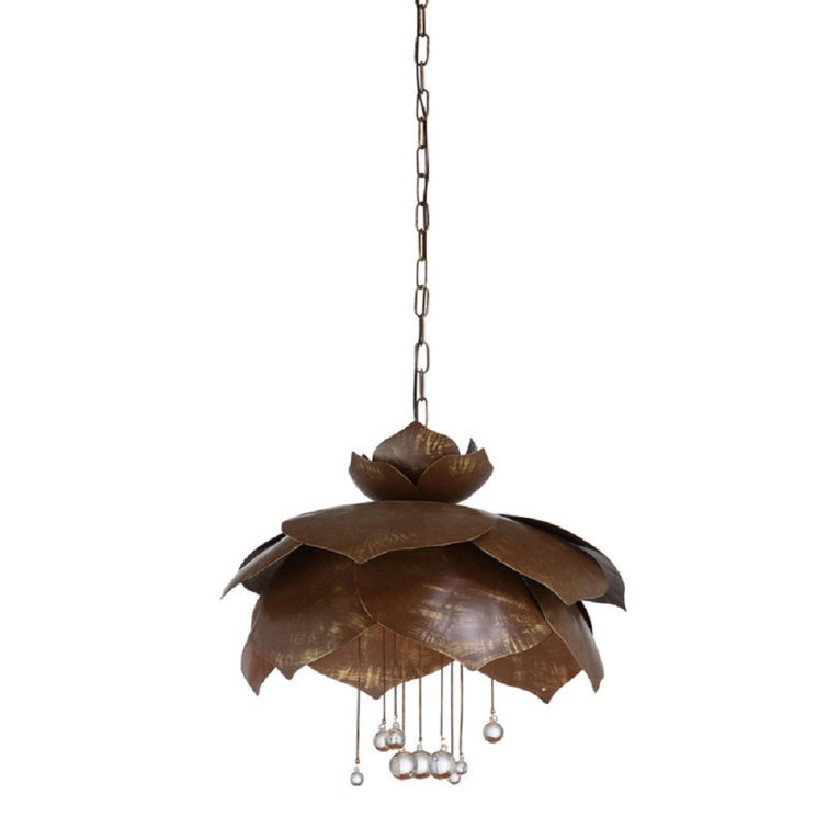 Rustic Modern Brown and Gold Crystal 6-Light Pendant