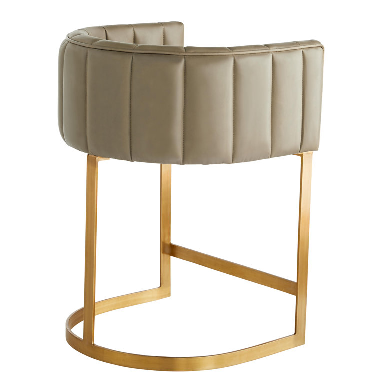 Morel Leather and Antique Brass 24" Counter Stool