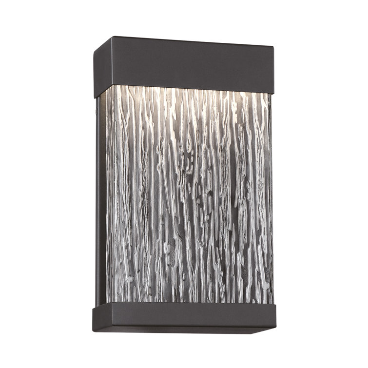 Black Wood Grain Glass Dimmable LED Outdoor Wall Light