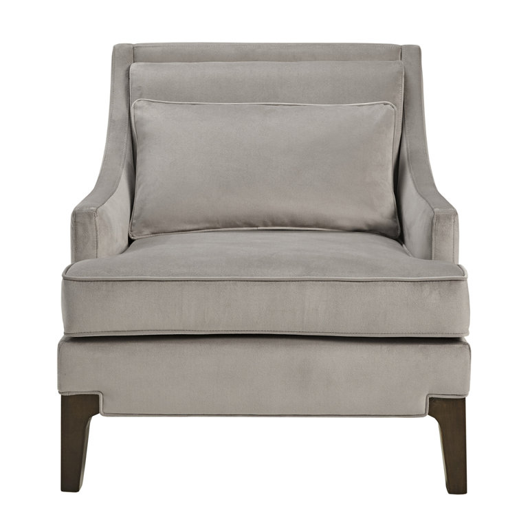 Anna Light Grey Velvet Armchair with Lumbar Pillow