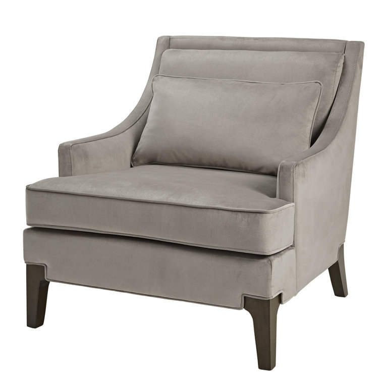 Anna Light Grey Velvet Armchair with Lumbar Pillow