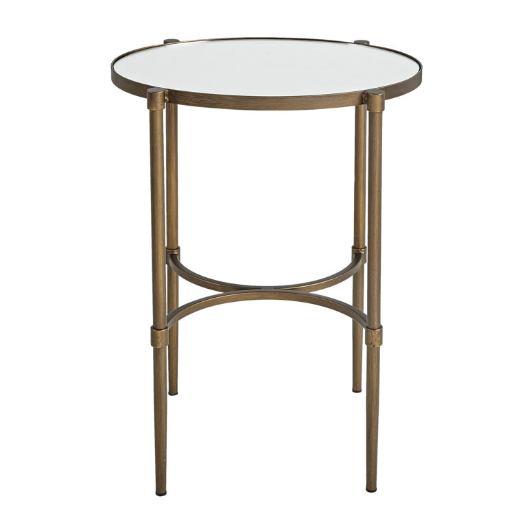 Lia 23" Antique Bronze Metal and Glass Oval Accent Table