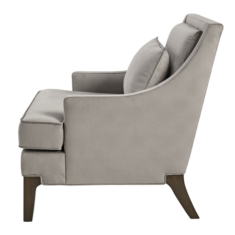 Anna Light Grey Velvet Armchair with Lumbar Pillow