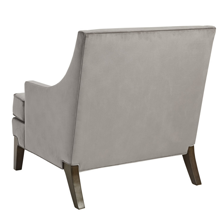 Anna Light Grey Velvet Armchair with Lumbar Pillow