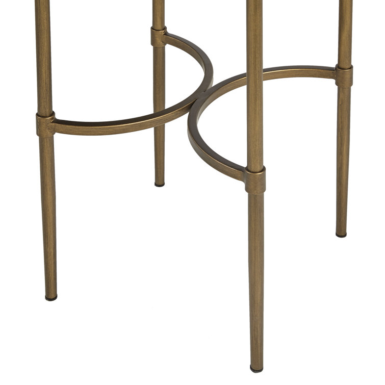 Lia 23" Antique Bronze Metal and Glass Oval Accent Table