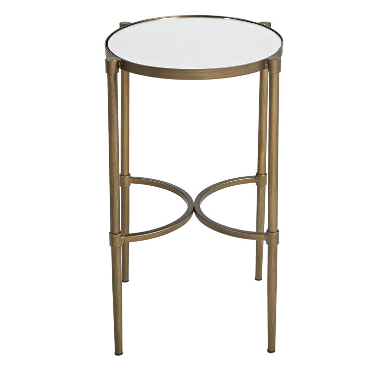 Lia 23" Antique Bronze Metal and Glass Oval Accent Table