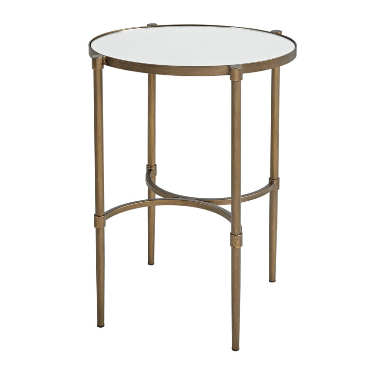 Lia 23" Antique Bronze Metal and Glass Oval Accent Table