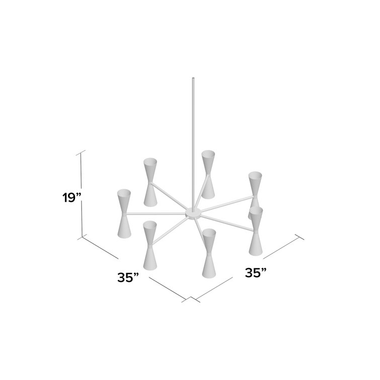 Milo 35" Black and Brass Mid-Century Modern Chandelier