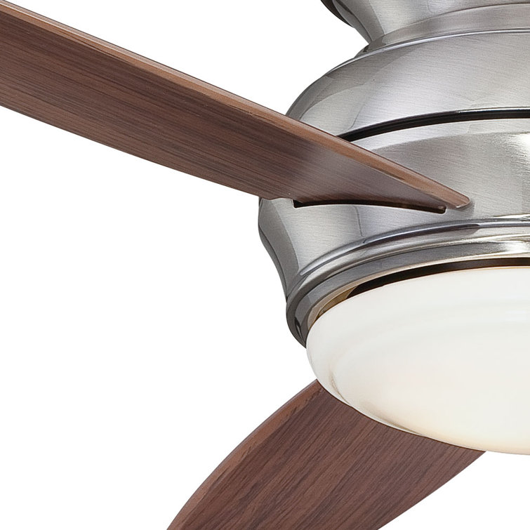 44" Pewter Flushmount Ceiling Fan with Dark Maple Blades and LED Light