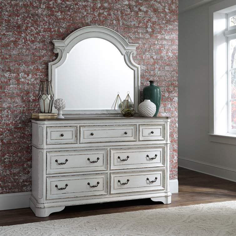 Antique White Traditional 7-Drawer Dresser with Felt Lined Drawer