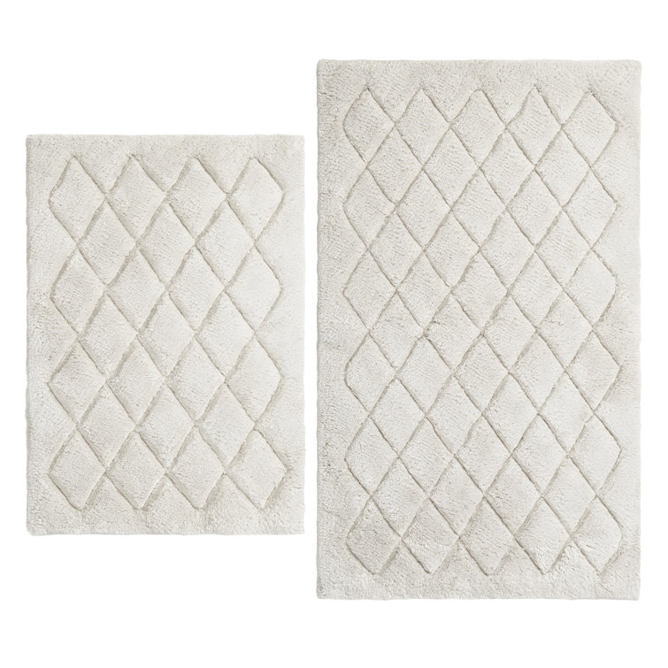Marquis Diamond High Pile Gray Cotton Blend Bath Rug Set