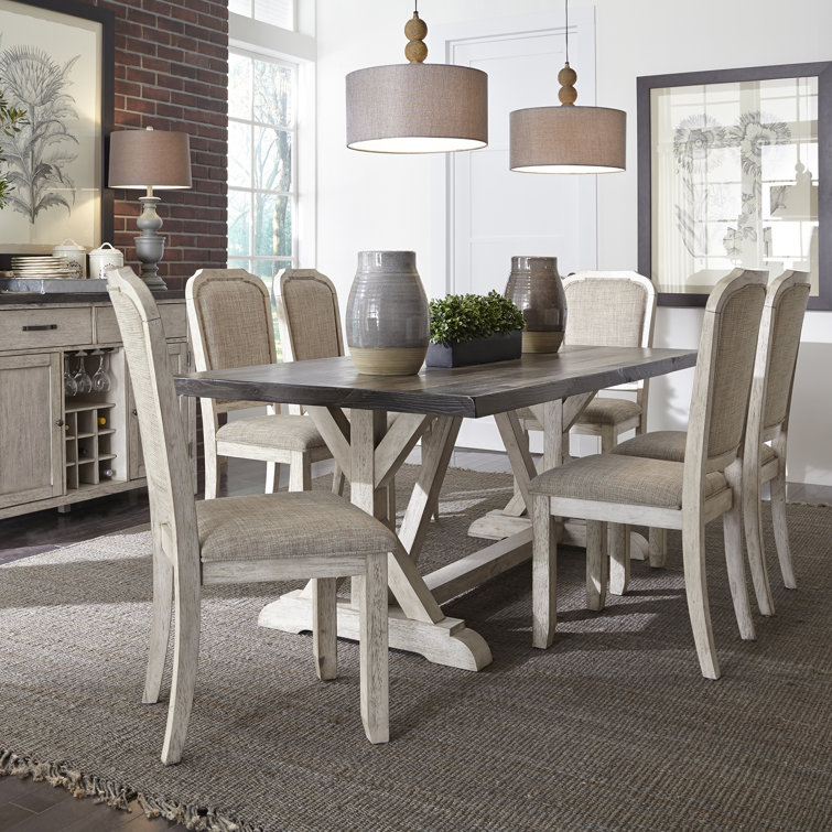 Rustic White and Charcoal Reclaimed Wood Rectangular Dining Table