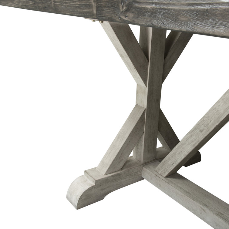 Rustic White and Charcoal Reclaimed Wood Rectangular Dining Table