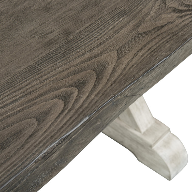 Rustic White and Charcoal Reclaimed Wood Rectangular Dining Table