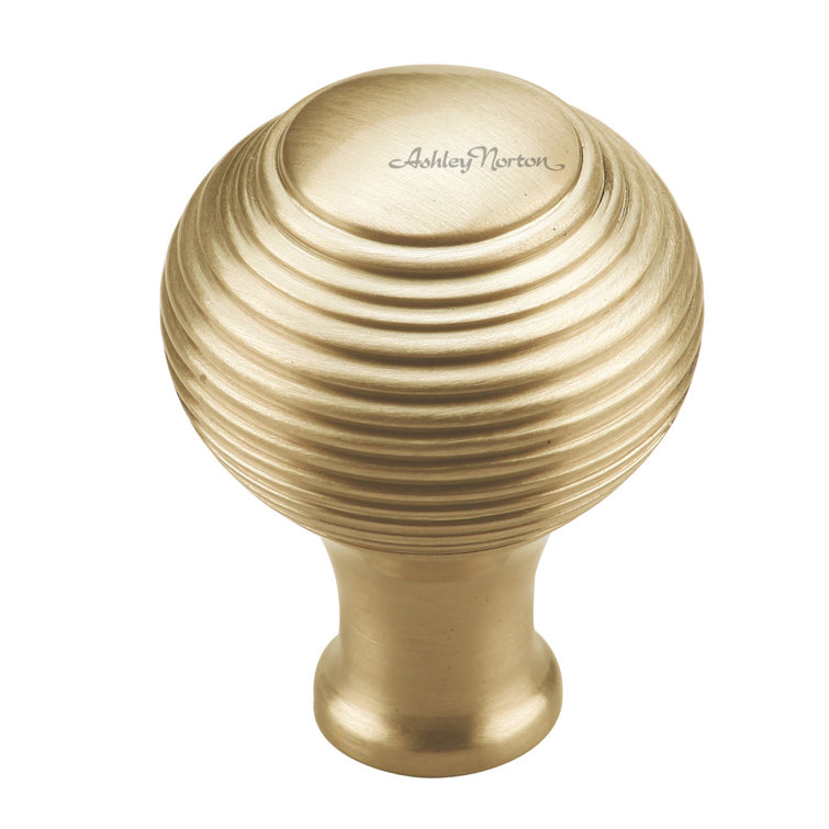 Brushed Brass Round Cabinet Knob with Mounting Hardware