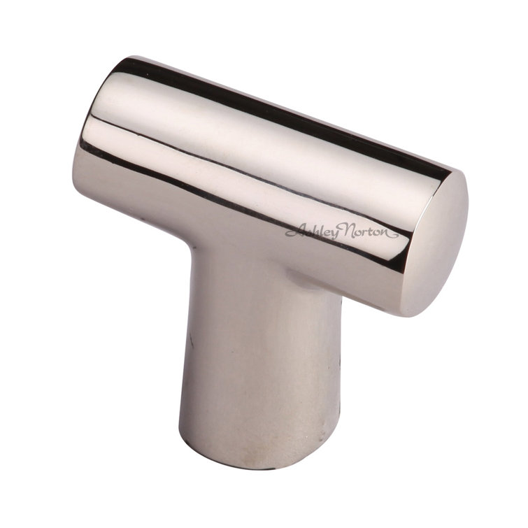 Polished Nickel T-Handle Bar Knob with Mounting Hardware