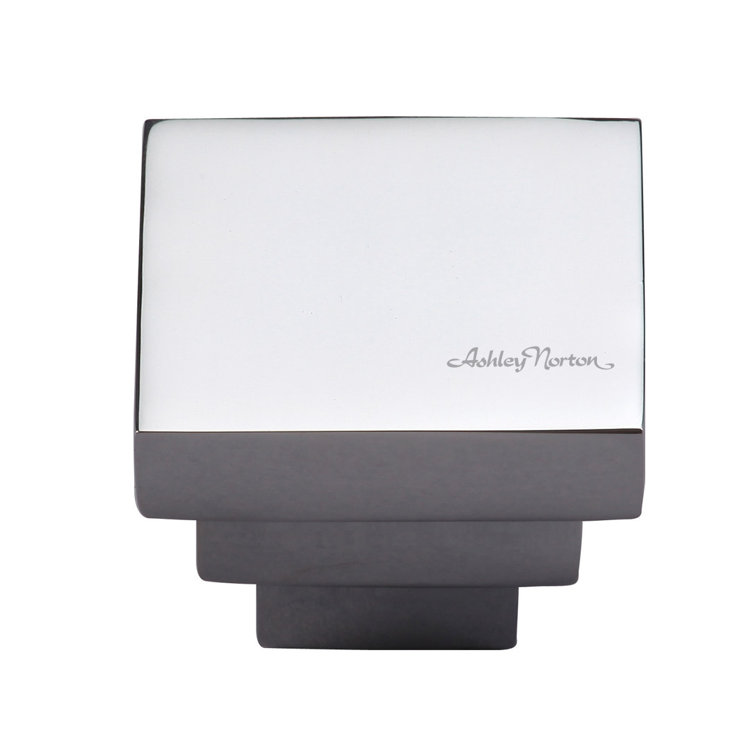 Polished Chrome Square Knob with Satin Nickel Finish
