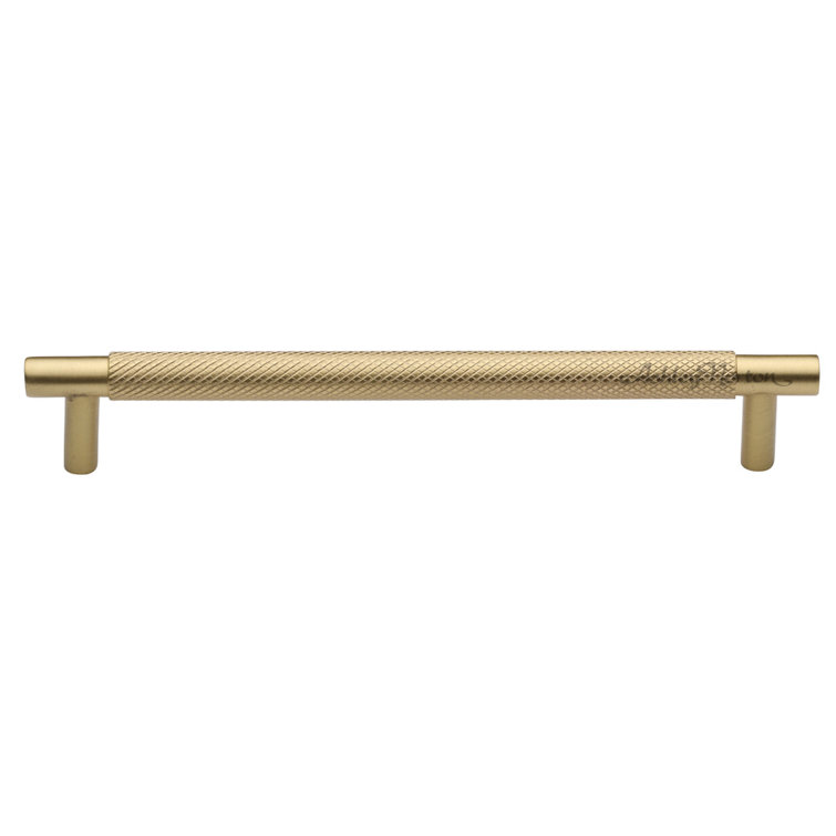 Satin Brass 4'' Knurled Cabinet Bar Pull with Mounting Hardware