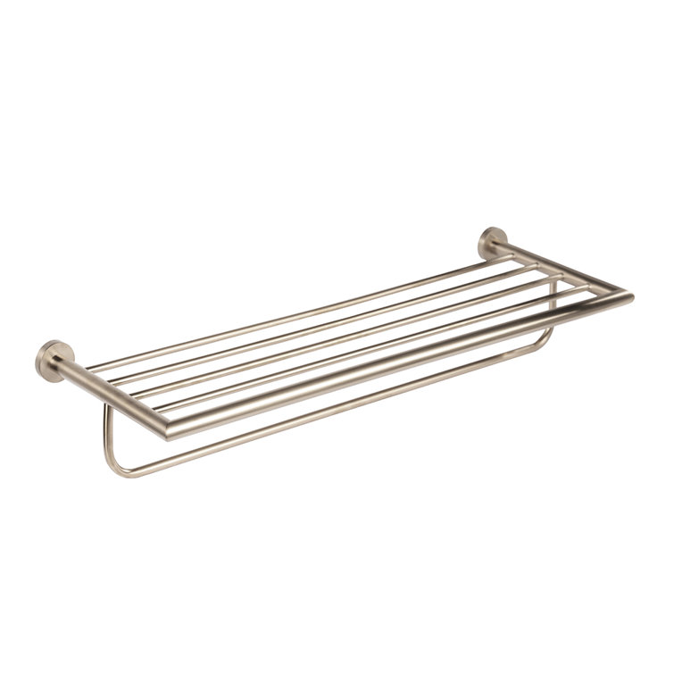 Brushed Nickel Wall-Mounted Towel Rack with Shelf