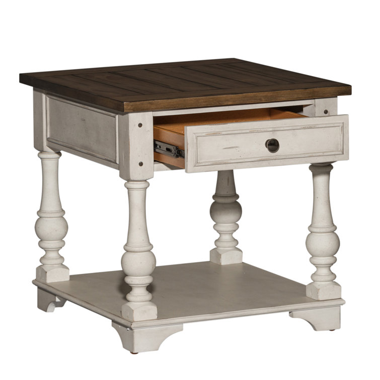 Morgan Creek Antique White and Tobacco 24'' Traditional End Table with Storage