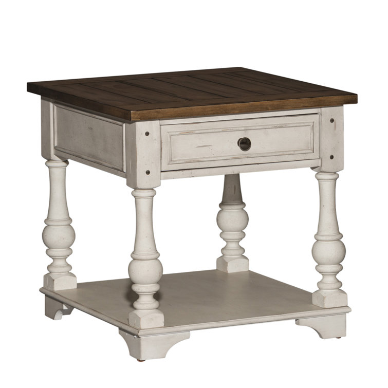 Morgan Creek Antique White and Tobacco 24'' Traditional End Table with Storage
