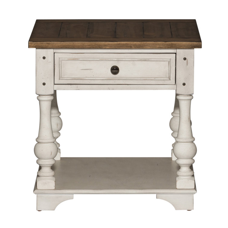 Morgan Creek Antique White and Tobacco 24'' Traditional End Table with Storage